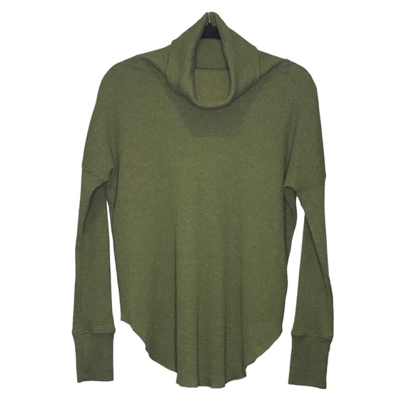 ARITZIA The Group BABTON Thermal Waffle Knit Cowl Neck Fatigue Green Top S - Picture 5 of 16